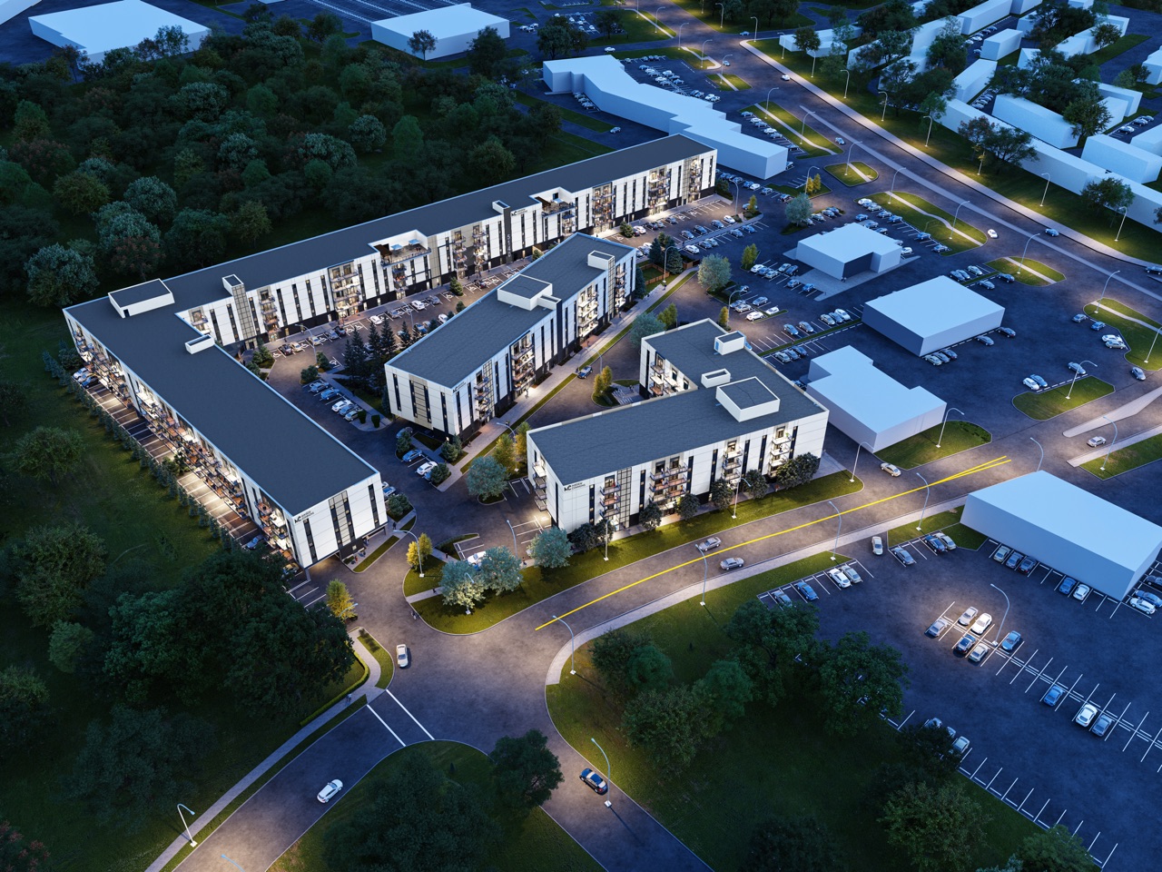The community in the evening, Mikisew Commons rendering